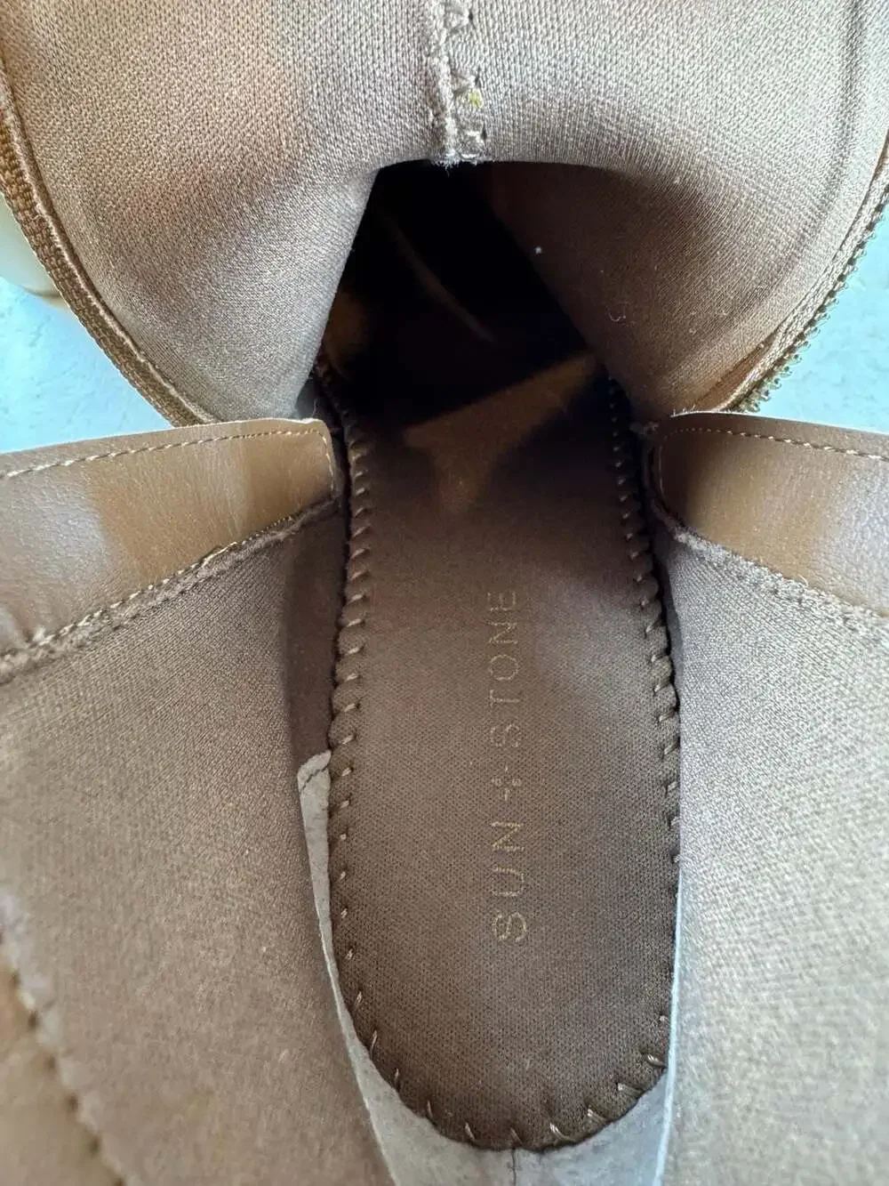 Sun + Stone Rowaan Brown Platform Ankle Boots Block Heel Zip Womens 7.5 M